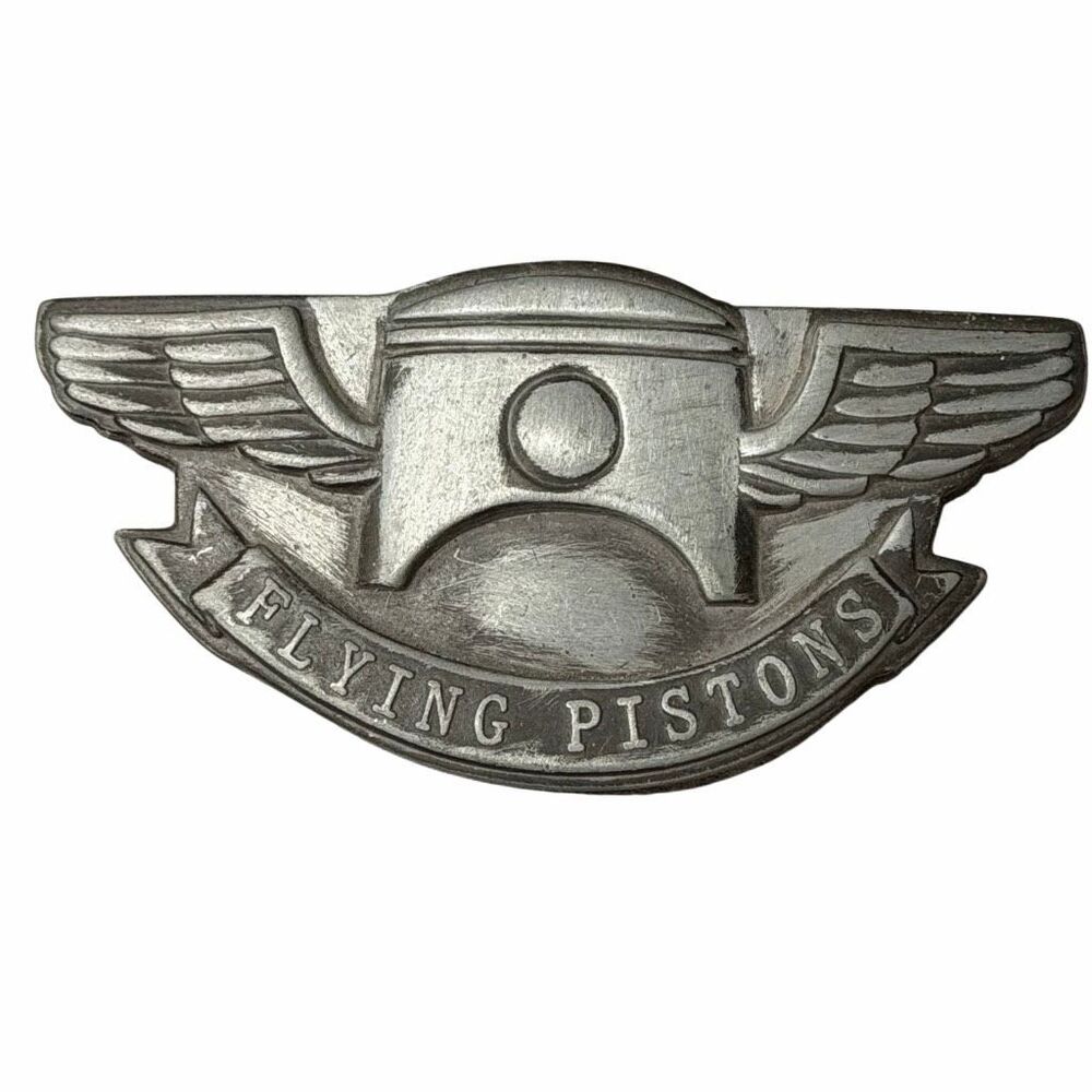 Vintage Artifakt Little Earth Flying Pistons Belt Buckle Silver Tone Hot Rod Bik